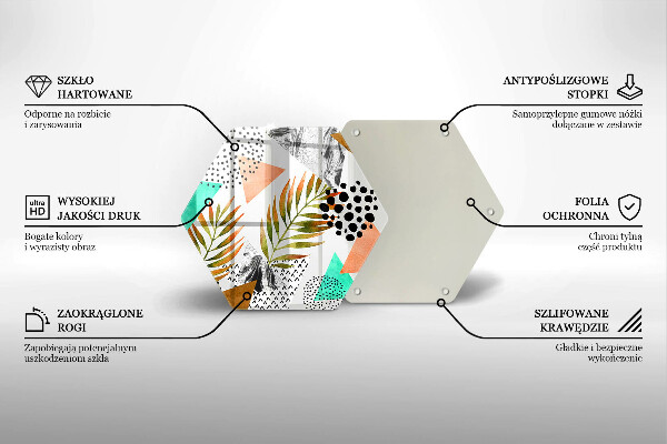 Chopping board glass Boho leaves pattern