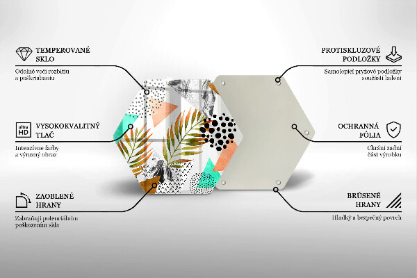 Chopping board glass Boho leaves pattern