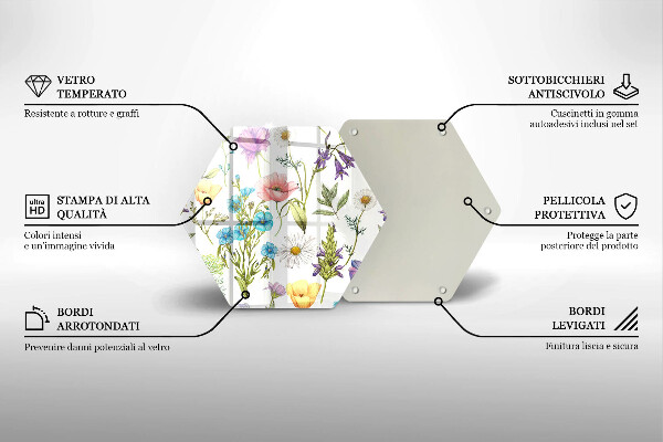 Kitchen worktop protector Flowers illustration