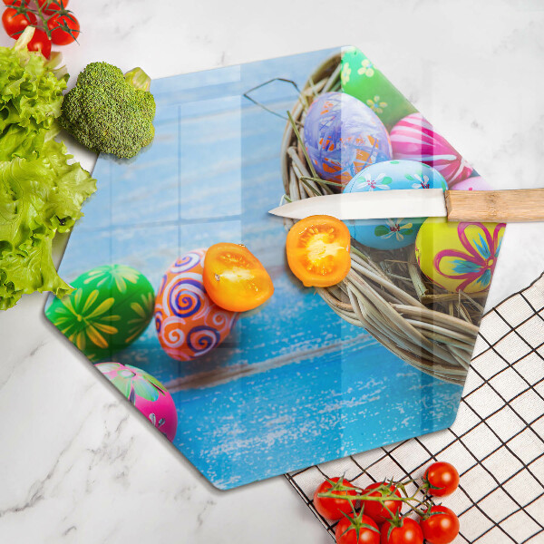 Chopping board glass Easter eggs