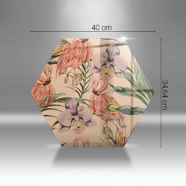 Chopping board glass Flaminga illustration