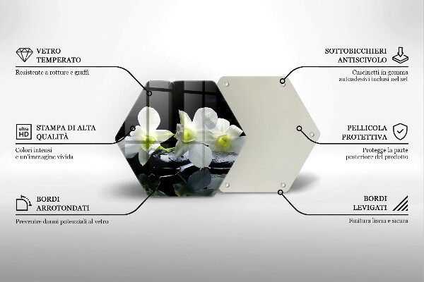 Cutting board Zen white flowers in water