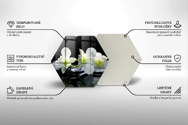 Cutting board Zen white flowers in water