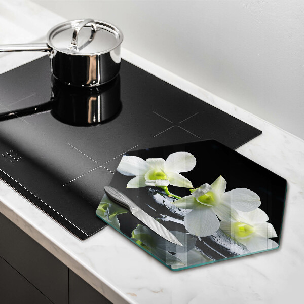 Cutting board Zen white flowers in water