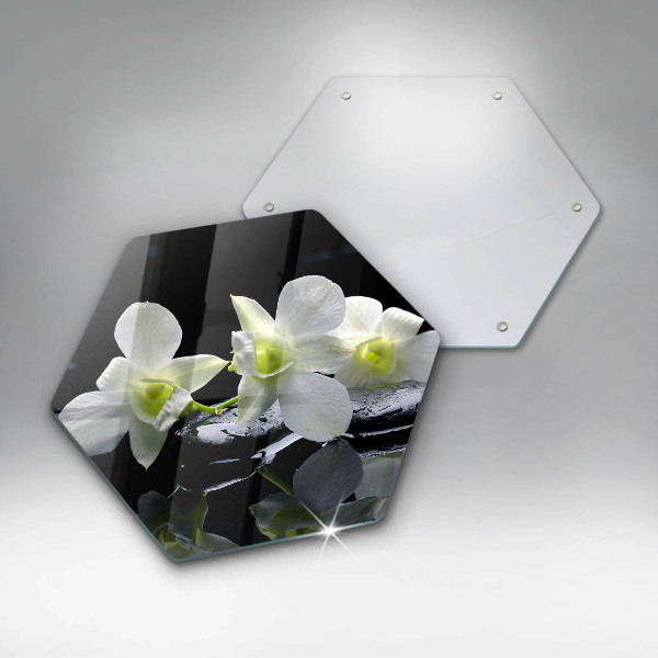 Cutting board Zen white flowers in water