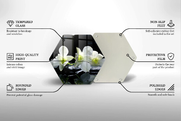 Cutting board Zen white flowers in water