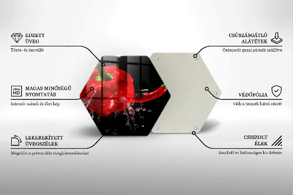 Cutting board Red peppers in water