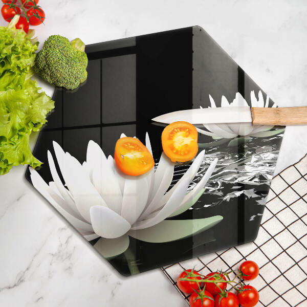 Cutting board White lilies on the water