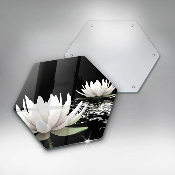 Cutting board White lilies on the water