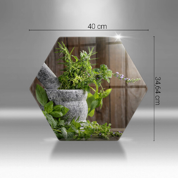 Chopping board Herbs plants and wood