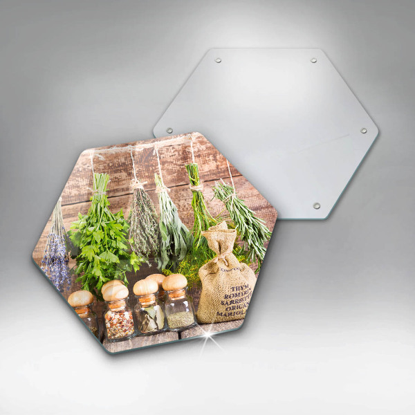 Chopping board Herbs spices and wood