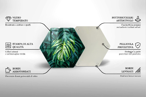 Kitchen worktop protector Monstera wild leaves