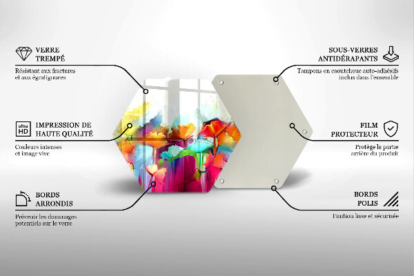 Glass chopping board Flowers painted with paints