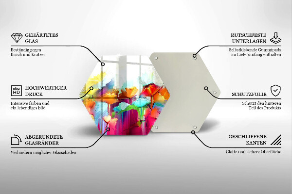 Glass chopping board Flowers painted with paints