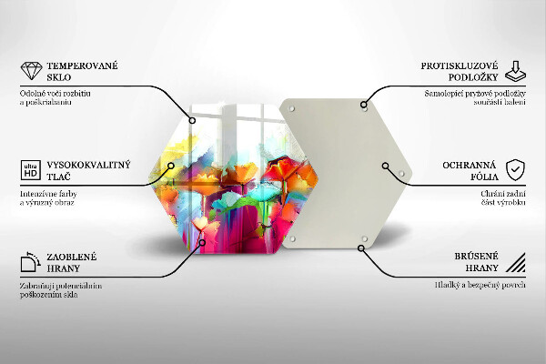 Glass chopping board Flowers painted with paints