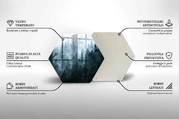 Chopping board glass Forest of trees and fog