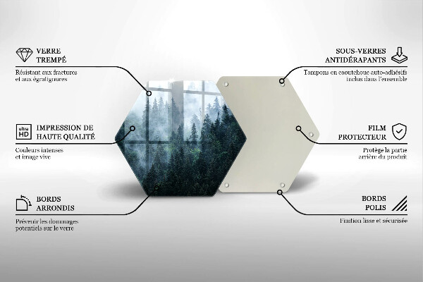 Chopping board glass Forest of trees and fog