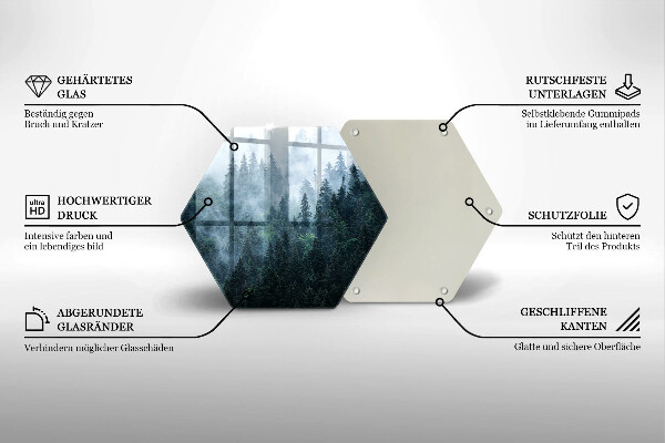 Chopping board glass Forest of trees and fog
