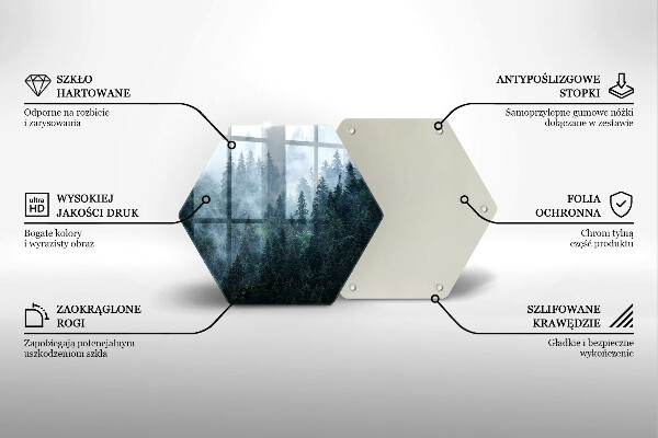 Chopping board glass Forest of trees and fog