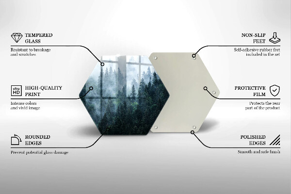 Chopping board glass Forest of trees and fog