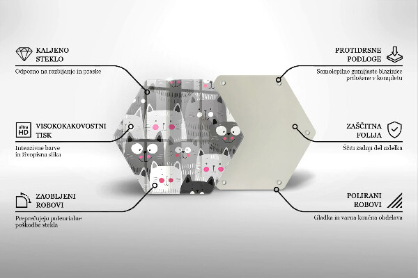 Chopping board glass Illustration of cats