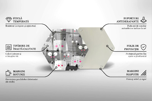 Chopping board glass Illustration of cats