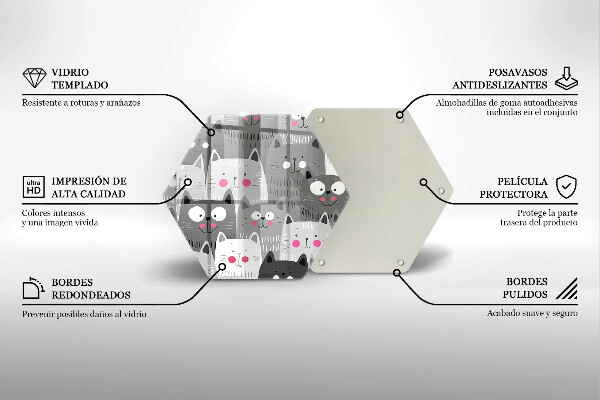 Chopping board glass Illustration of cats