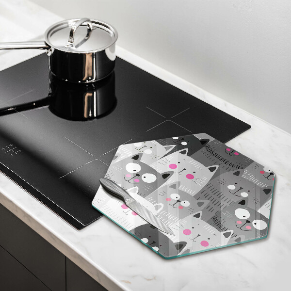Chopping board glass Illustration of cats