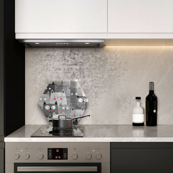 Chopping board glass Illustration of cats