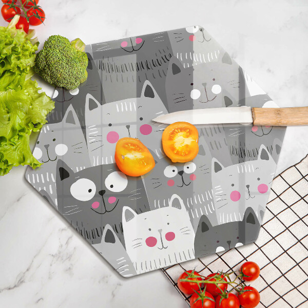 Chopping board glass Illustration of cats