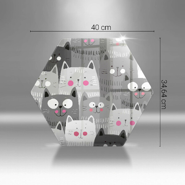 Chopping board glass Illustration of cats
