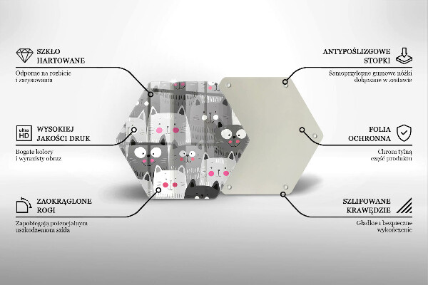 Chopping board glass Illustration of cats