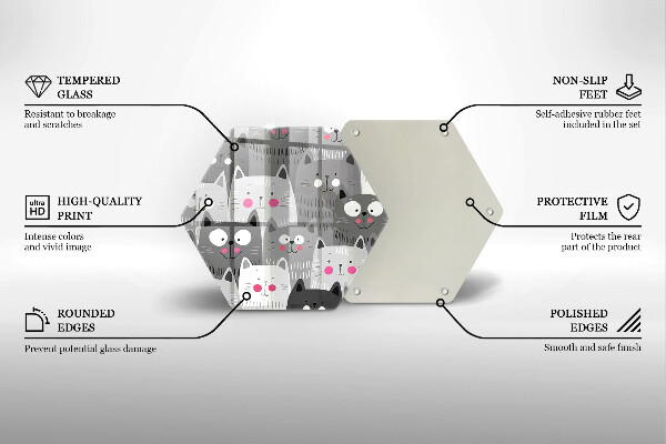 Chopping board glass Illustration of cats