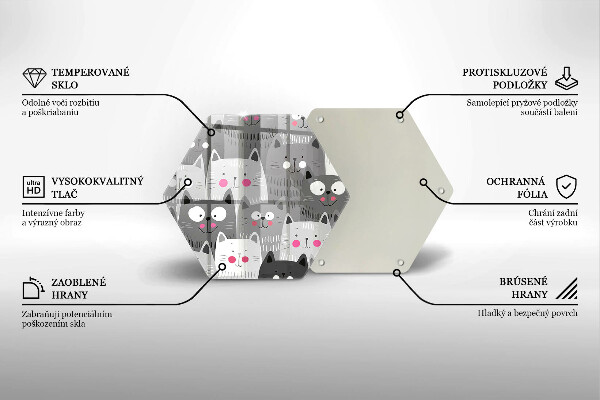 Chopping board glass Illustration of cats