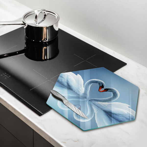 Chopping board Two swans heart