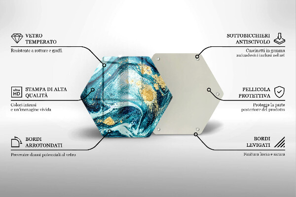 Chopping board glass Blue abstraction gold