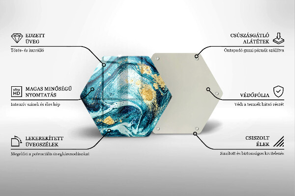 Chopping board glass Blue abstraction gold