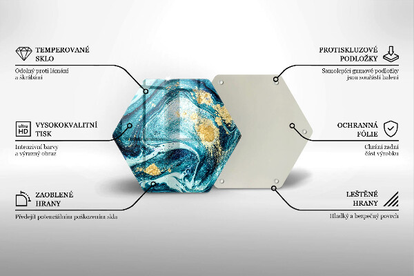 Chopping board glass Blue abstraction gold