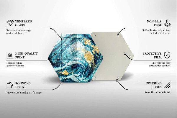 Chopping board glass Blue abstraction gold