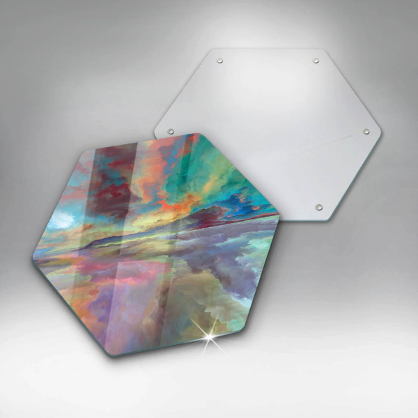 Chopping board glass Colorful sky