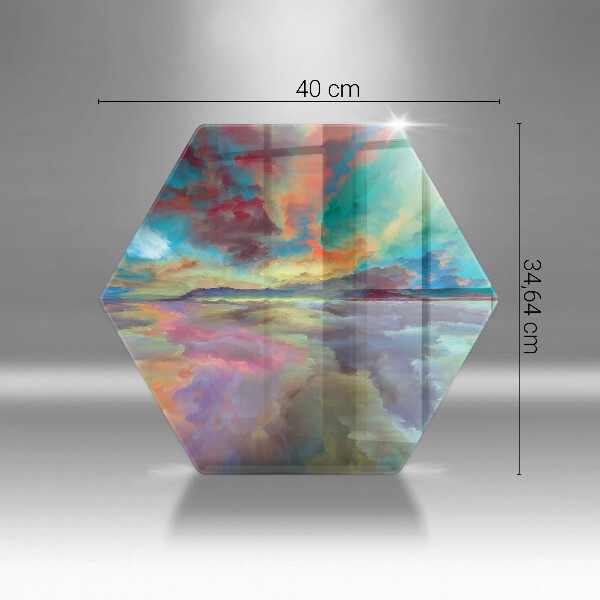 Chopping board glass Colorful sky