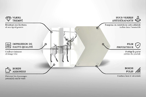 Kitchen worktop protector Illustration of deer and forest