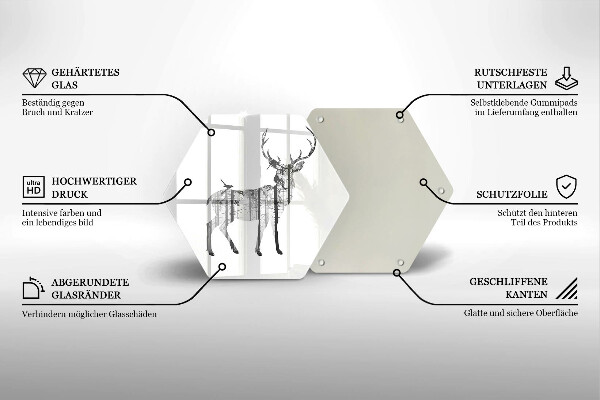 Kitchen worktop protector Illustration of deer and forest