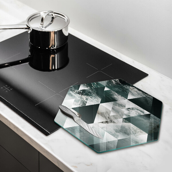 Chopping board glass Triangles and water