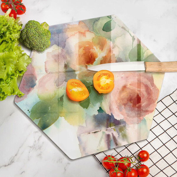 Chopping board glass Painted flowers