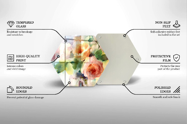 Chopping board glass Painted flowers