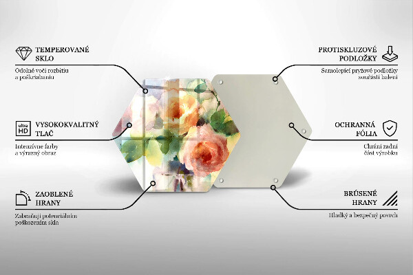 Chopping board glass Painted flowers