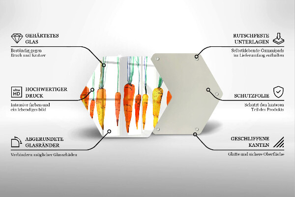 Chopping board glass Carrot illustration