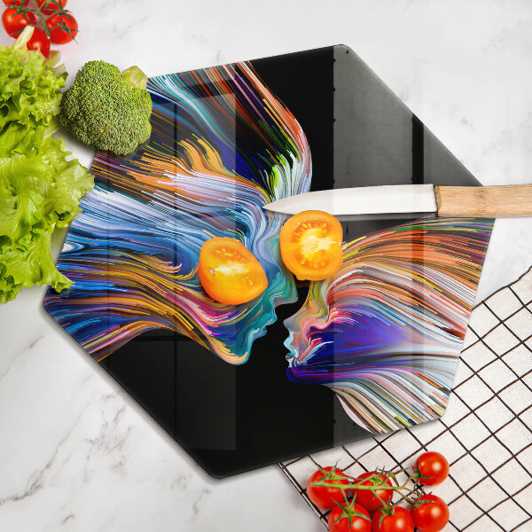 Chopping board glass Abstraction kiss
