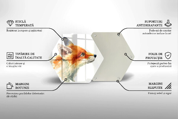 Chopping board glass Painted fox